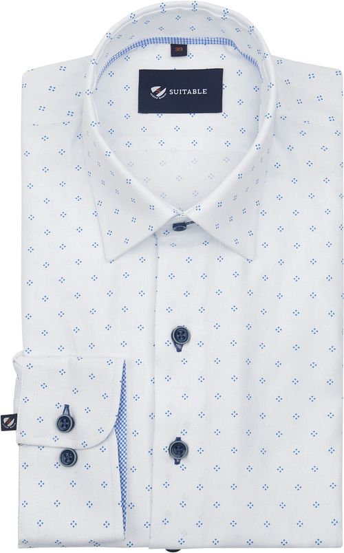 Suitable Overhemd Oxford Print Wit Product