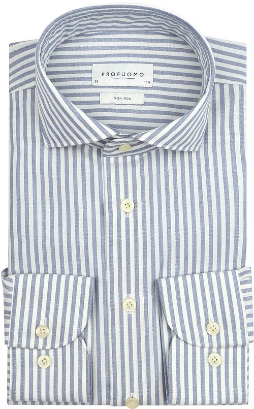 Profuomo Shirt Peached Stripes Flanel Blue Product