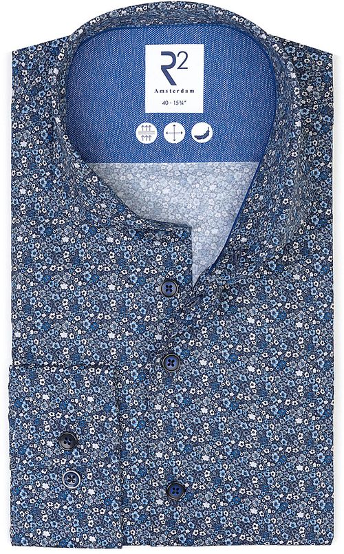 R2 Overhemd Bloemen Blauw Product