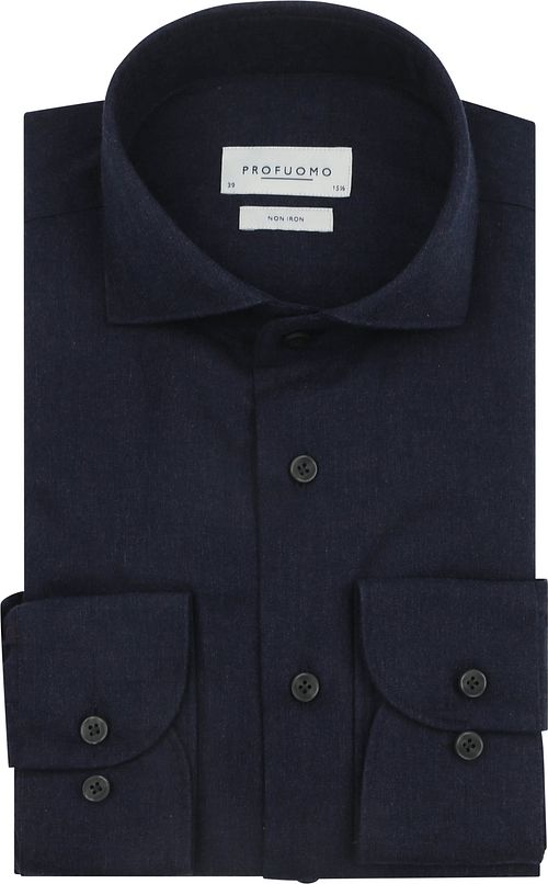 Camicia Profuomo in flanella peached twill navy Product