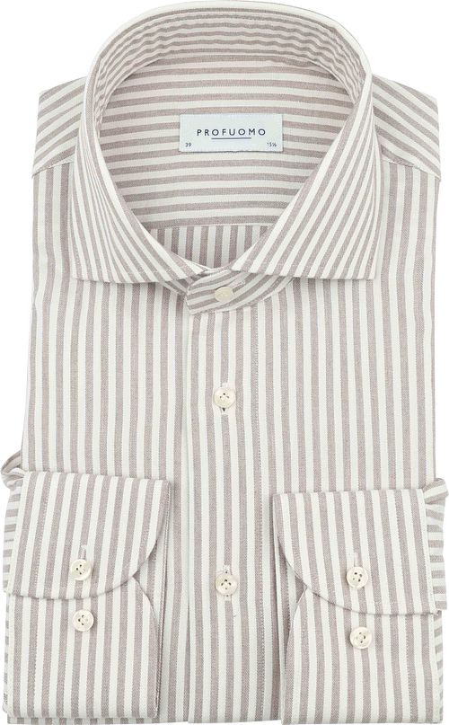 Profuomo Skjorte Stribe Cutaway Beige Product