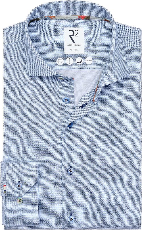 R2 Japanese Knitted Overhemd Print Blauw Product