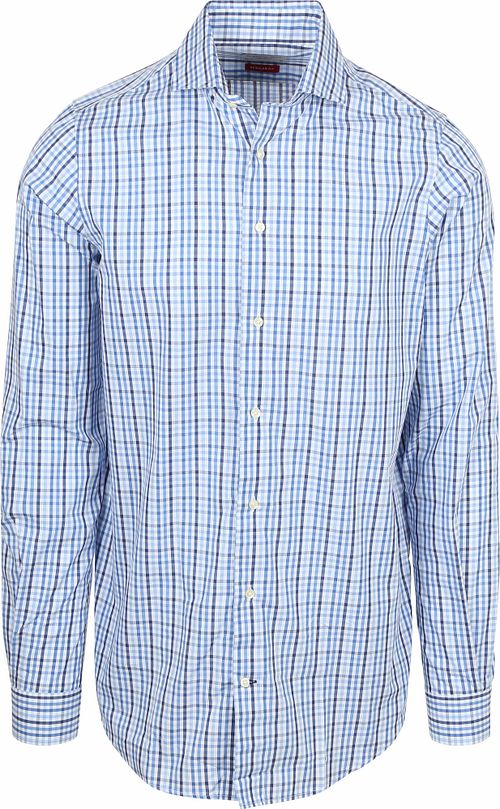 Steppin' Out Extra Lange Mouwen Hemd Ruit Blauw