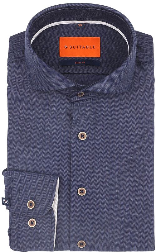 Suitable Herringbone Overhemd Navy Product