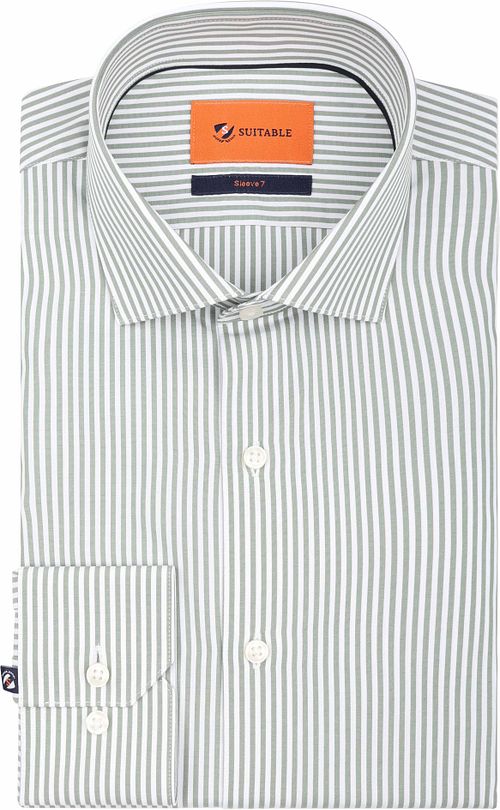 Koszula Suitable Twill w zielony prążek z ekstra długim rękawem Product