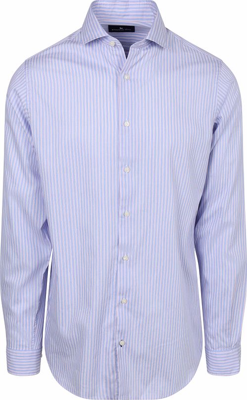 Steppin' Out Overhemd Twill Streep Lichtblauw Rood Product