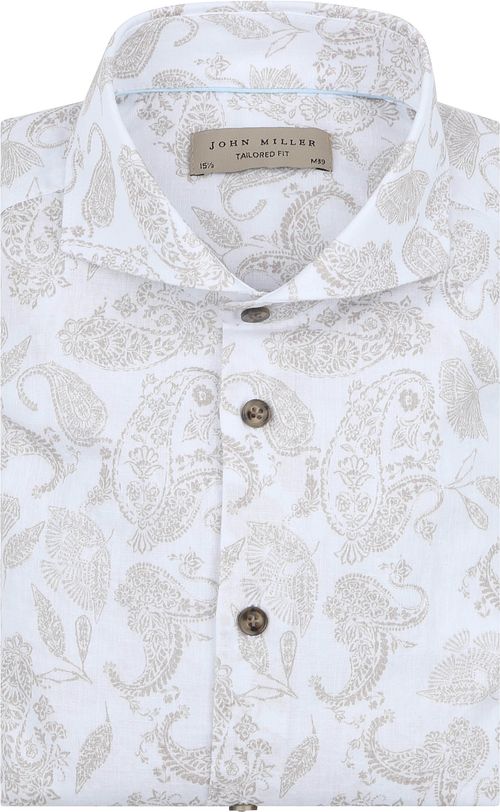John Miller Skjorte i Linblanding med Paisley-trykk Beige Product