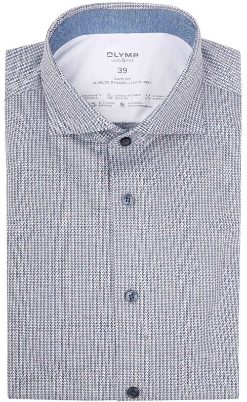 OLYMP Overhemd Level 5 24/Seven Pied de Poule Blauw Product