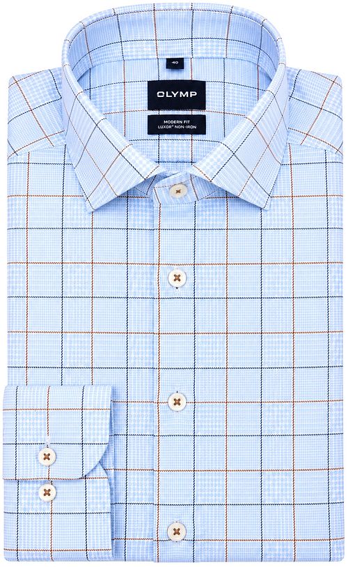 Olymp Luxor Overhemd Multicheck Blauw Product