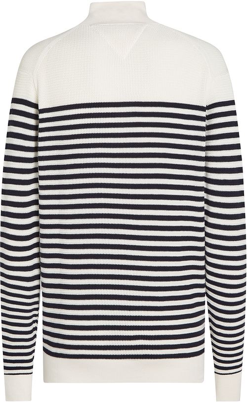 Tommy Hilfiger Racking Half-Zip z teksturą w paski biel/granat Product / Achterkant