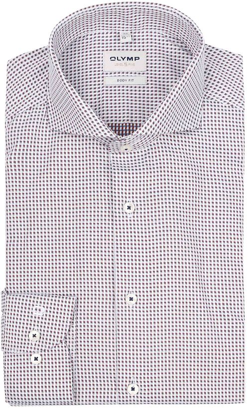 Camicia OLYMP Level 5 con stampa bianco/bordeaux Product