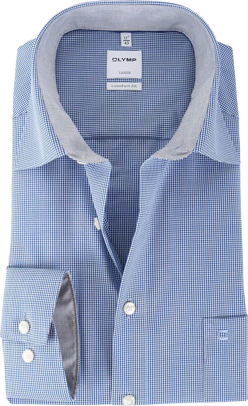 Camicia OLYMP Luxor no stiro a quadri blu Comfort Fit Product