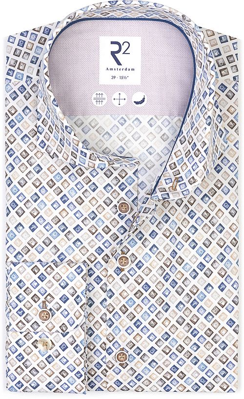 R2 Skjorte Med Ekstra Lange Ermer Mønster Dashbord Grå Product