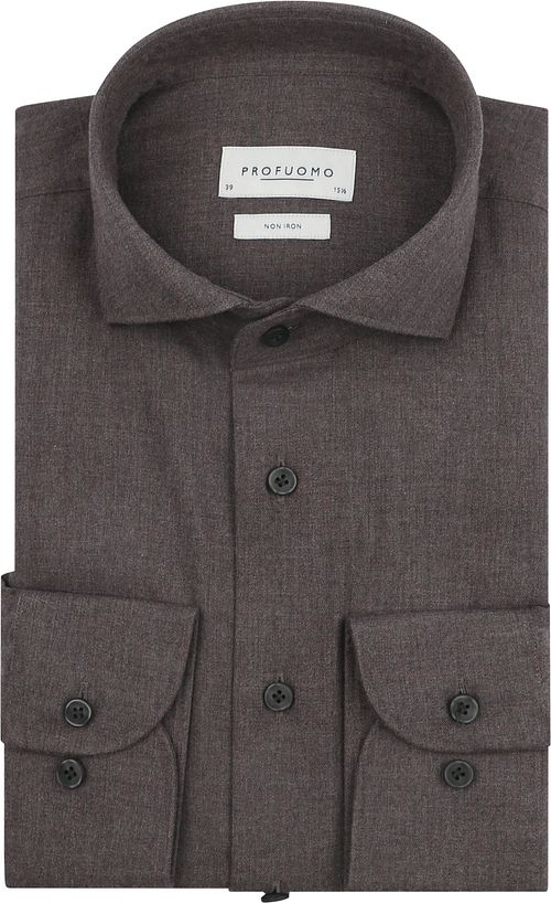 Profuomo Skjorte i Børstet Twill Flanell Brun Product