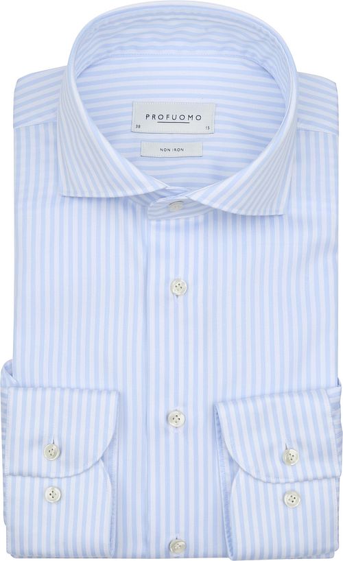 Profuomo Twill Hemd Streifen Hellblau