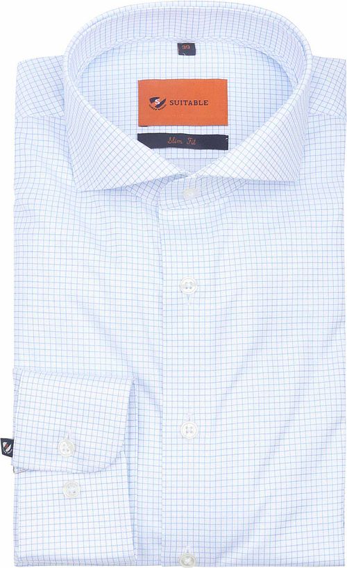 Suitable stribet skjorte i lyseblå, non-iron Product