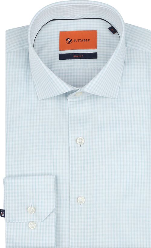 Suitable Shirt Extra Long Sleeves Twill Checks Light Green Product