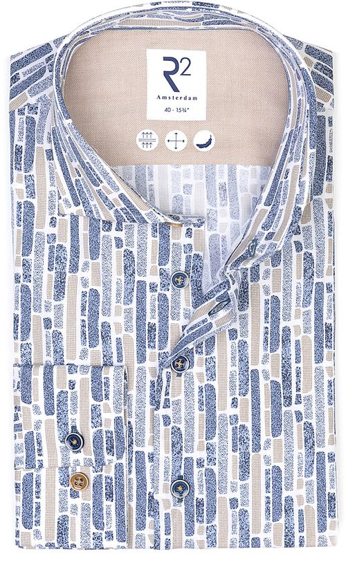 Camicia R2 in popeline con stampa blu Product