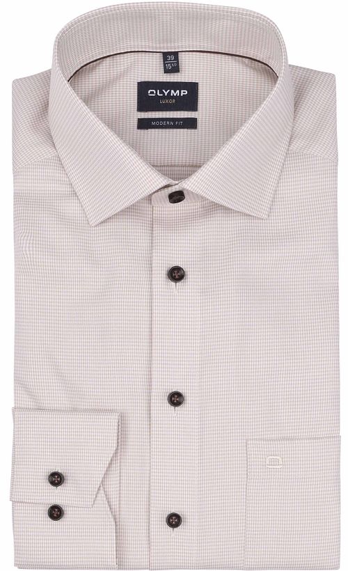 Olymp Chemise Luxor Pied De Poule Ecru Product / Detail