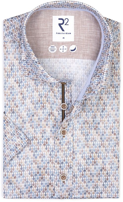 R2 Overhemd Korte Mouwen Print Blauw Product