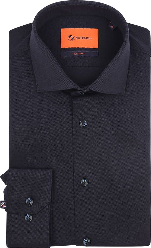 Suitable Knitted Pique Hemd Navy Product