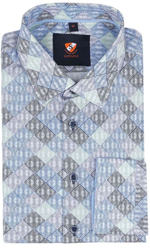 Suitable Twill Overhemd Ruiten Blauw Product