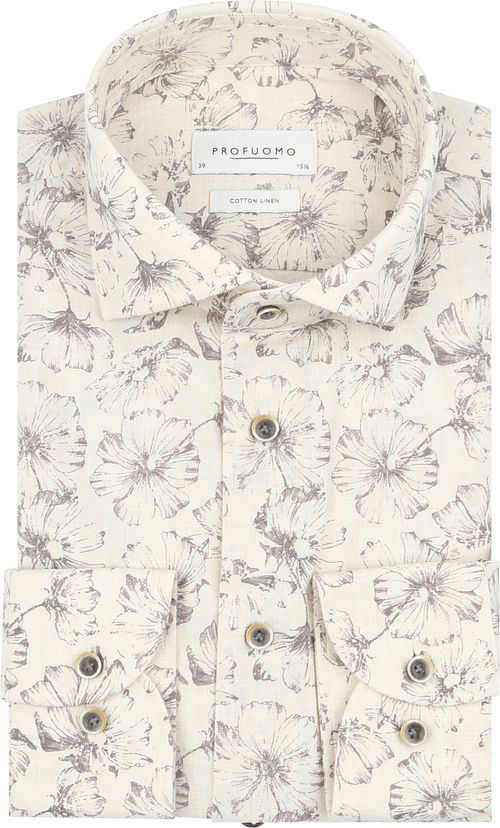 Camicia Profuomo con stampa floreale beige Product