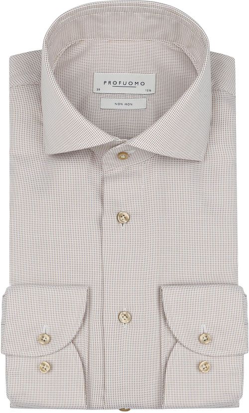 Profuomo Dobby Overhemd Print Beige Product