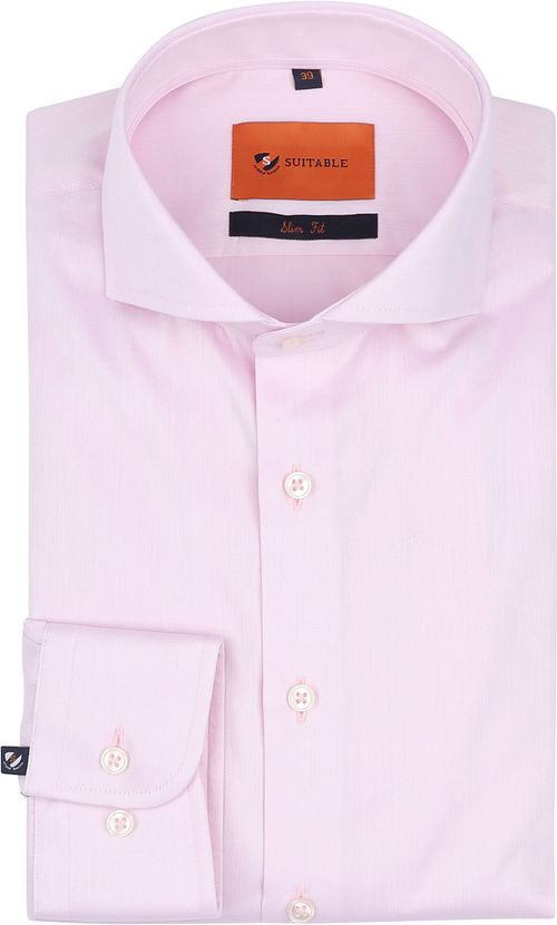 Suitable Overhemd Twill Stretch Roze Product