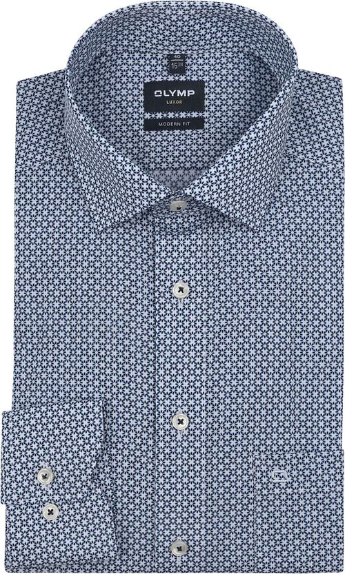 Olymp Luxor Overhemd Extra Lange Mouw Bloemenprint Blauw Product