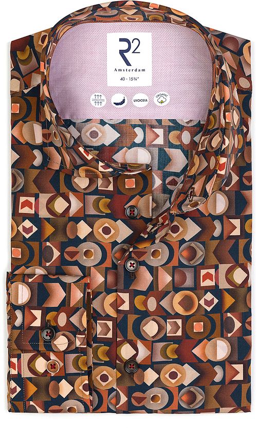 R2 Skjorte Lyocell Print Mursten Product