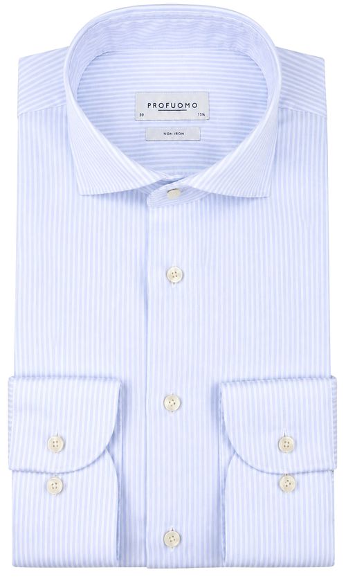 Profuomo Twill Skjorte Striber Lyseblå