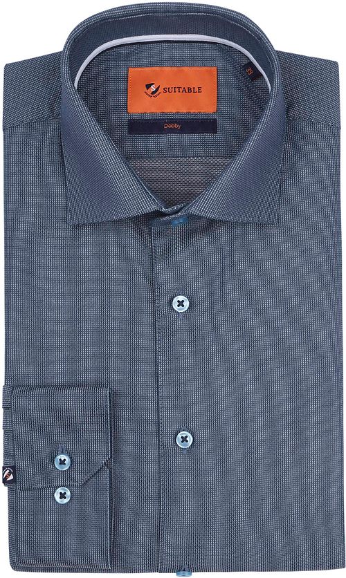 Suitable Dobby Hemd Melange Dunkelblau Product