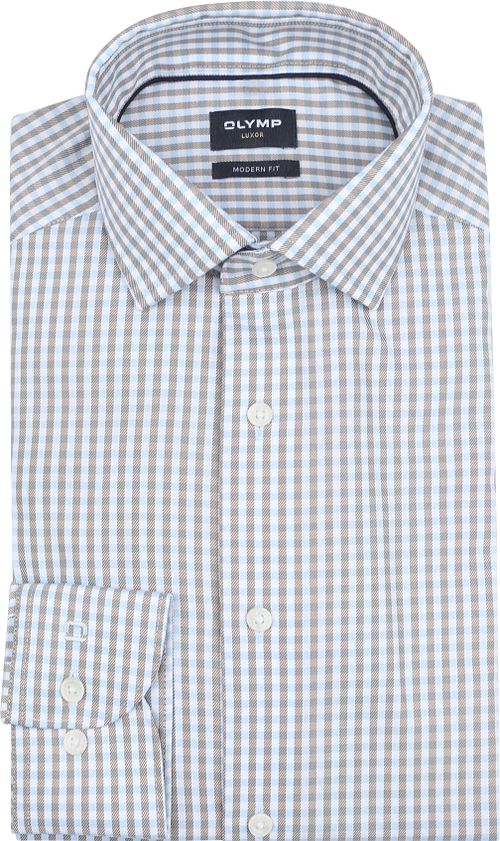 Olymp Chemise Luxor Checks Beige Bleu Product