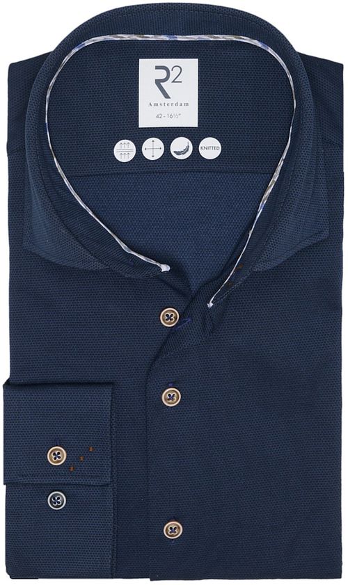 R2 Chemise Dobby Tricotée Bleu Marine Product