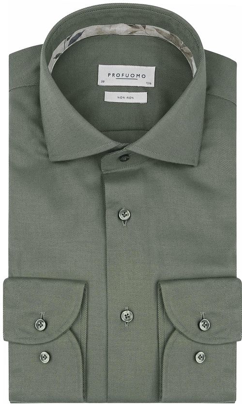 Profuomo Twill Skjorte i Olivengrøn Product