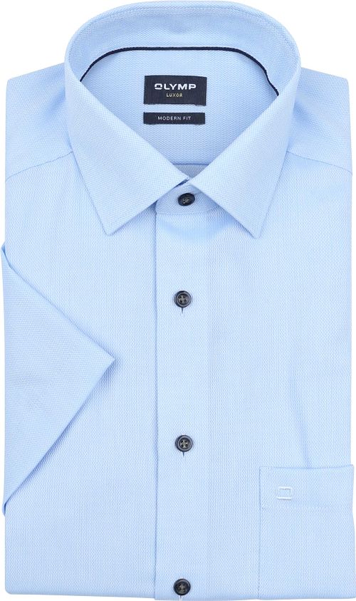 Olymp Luxor Short Sleeve Overhemd Structure Lichtblauw Product