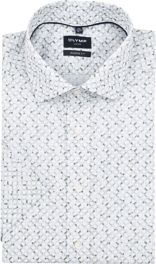 Olymp Luxor Skjorte med Print i Olivengrøn Product