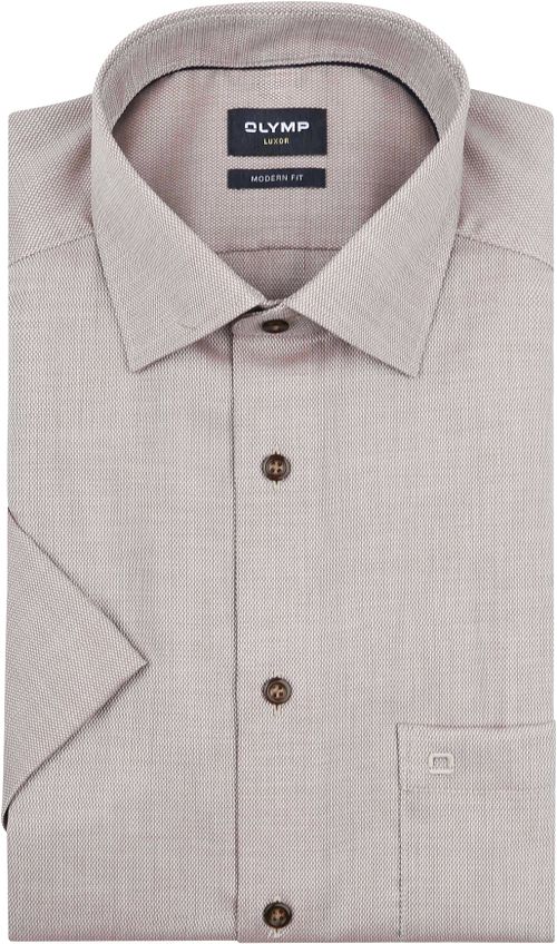 OLYMP Luxor Short Sleeve Skjorte Structure Taupe Product