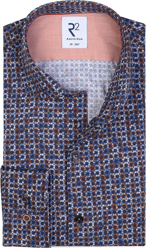 R2 Hemd Print Donkerblauw Product