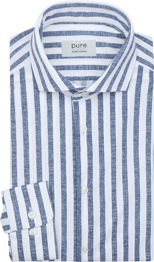 Pure Shirt Linen Optics Stripe Blue