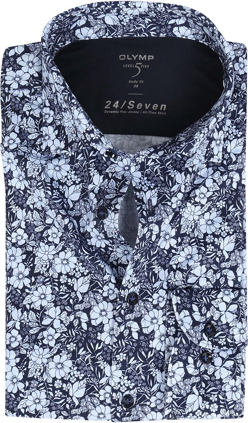 OLYMP Lvl 5 Overhemd 24/Seven Bloemen Donkerblauw Product
