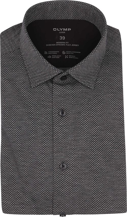 Camisa OLYMP Luxor 24/Seven con estampado en antracita Product