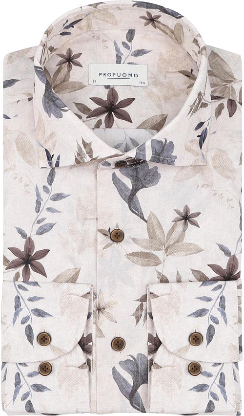 Profuomo Skjorte Blomstertrykk Beige Product