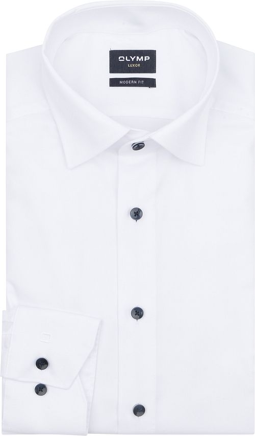Olymp Luxor Skjorte Kontrastknapper Hvit Product