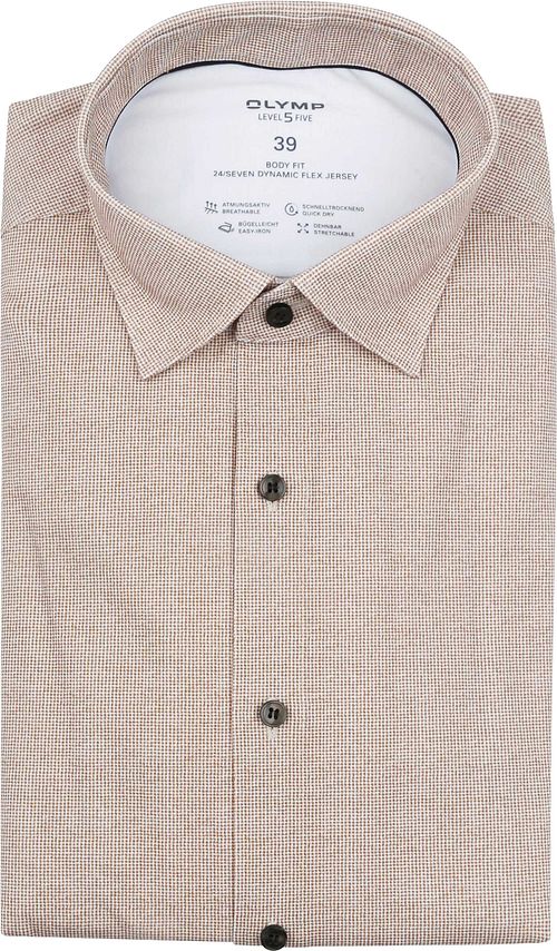 OLYMP Overhemd Level 5 24/Seven Pied De Poule Bruin Product