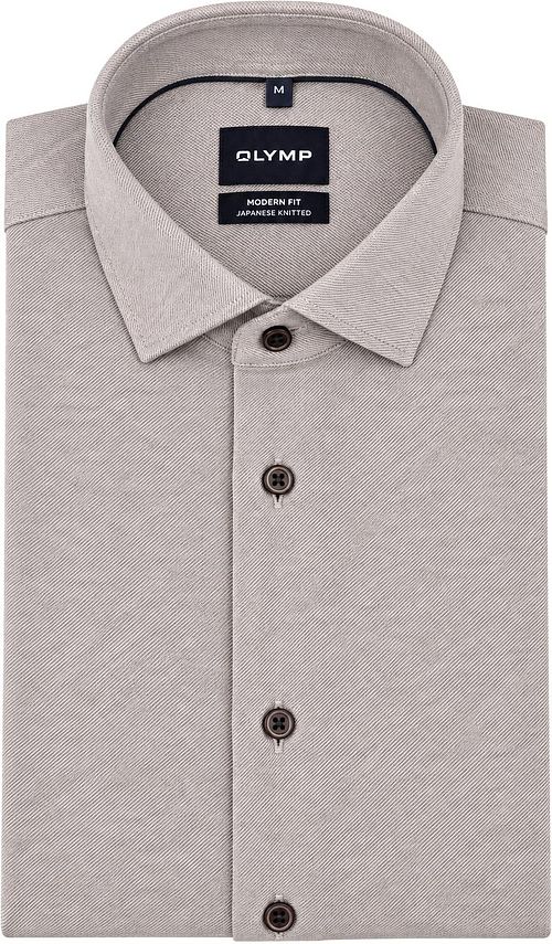 Olymp Japanese Knitted Skjorte Twill Brun