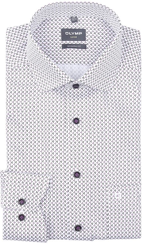 Olymp Luxor Shirt Print Hvid Marineblå Product