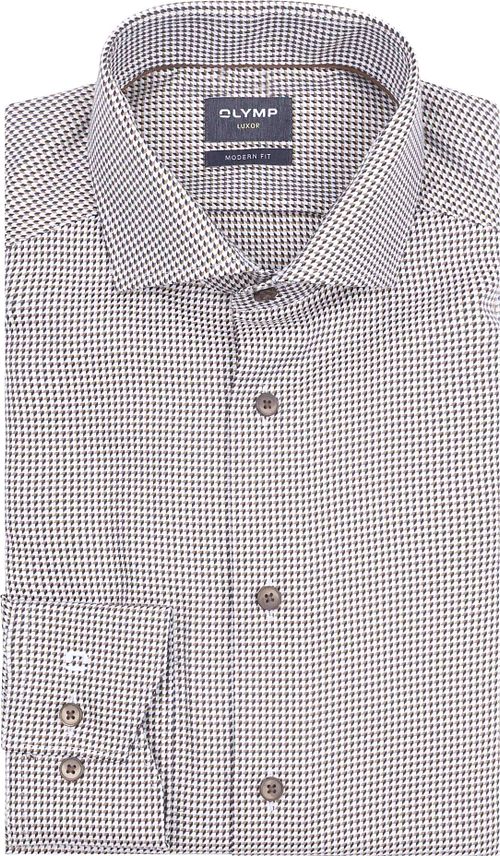 Olymp Luxor Shirt Print Structura Brown Product