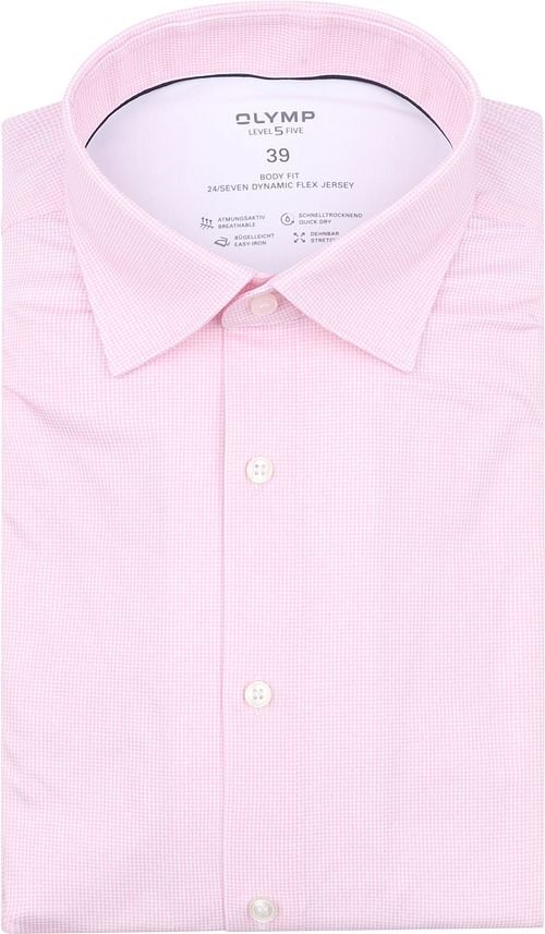 OLYMP Chemise Level 5 24/Seven Pied De Poule Rose Product